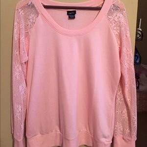 Light pink long sleeve with lace, L