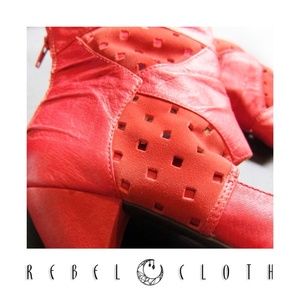 Red Leather 80s Style Cutout Booties💄BC Footwear