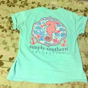 Bright teal Simply Southern shirt💖!