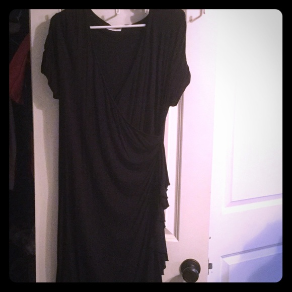 Black wrap-style dress