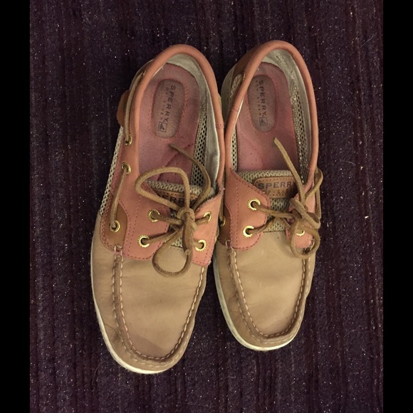 Sperry real leather boat shoes (tan/salmon)
