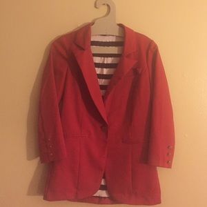 Red blazer with striped lining