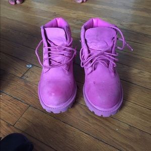 Kids size 11c pink timberlands