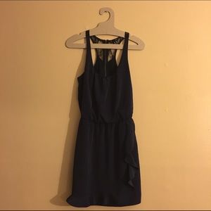 Navy AQUA ruffle hem dress