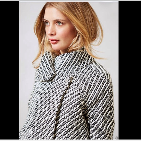 Anthropologie  black & white Stripe Moto Jacket M - Picture 3 of 7