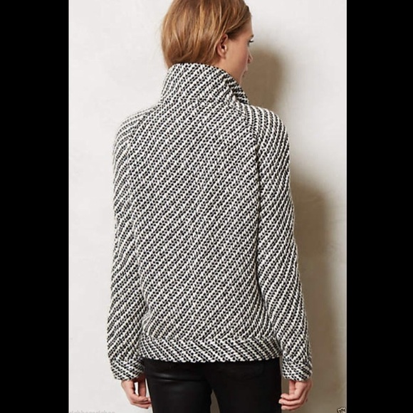 Anthropologie  black & white Stripe Moto Jacket M - Picture 4 of 7
