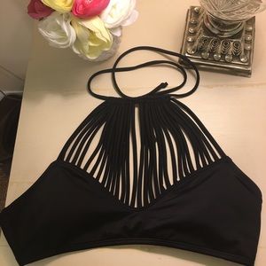 Pacsun black ribbed bathing suit top