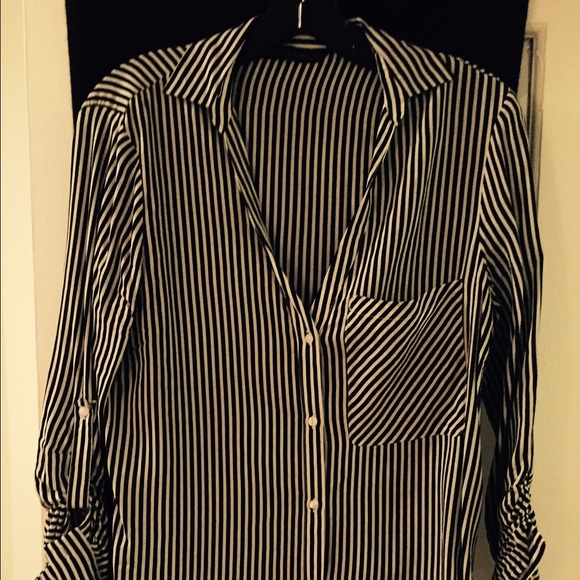Black and white striped blouse