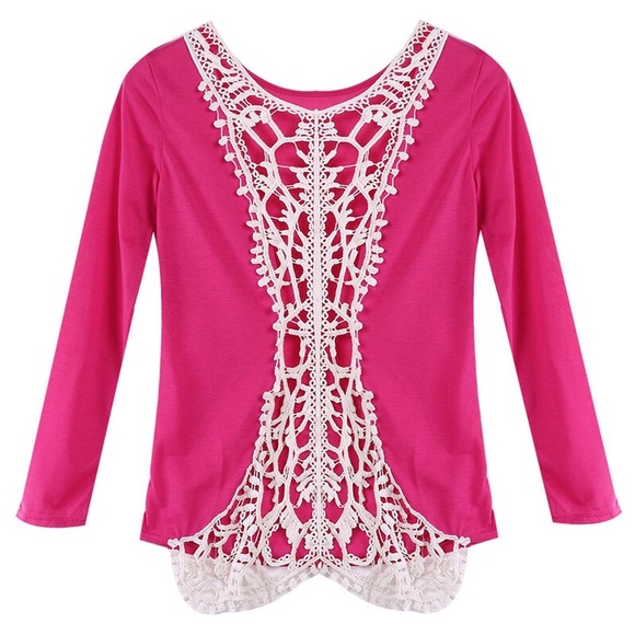 SALE❤️ Pink long sleeve top open back Lace gift - Picture 3 of 4