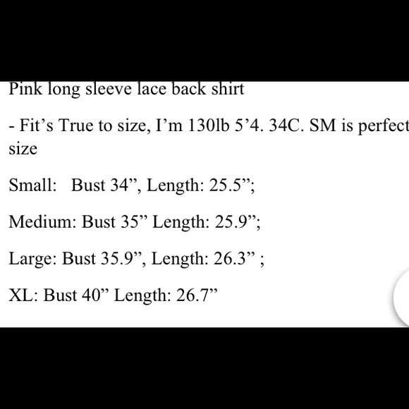 SALE❤️ Pink long sleeve top open back Lace gift - Picture 4 of 4