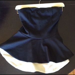 Peplum super petite strapless tube top.
