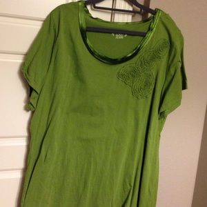 Lime green tee with roses