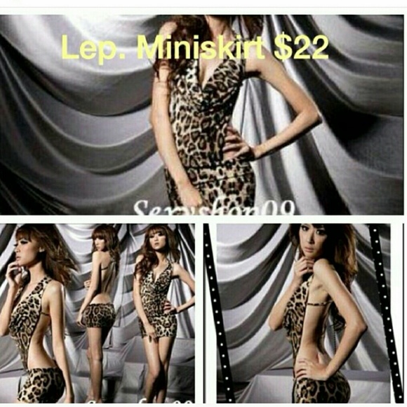 SEXY LEOPARD OPEN SLING BACK MINI DRESS + G-STRING