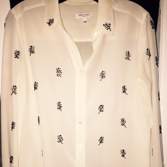 Cream Equipment Blouse with jeweled beads