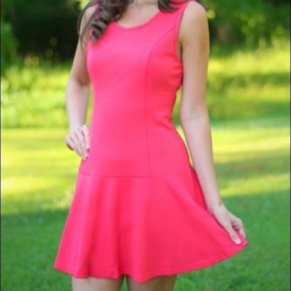 Pink Flounce Dress Ruffle Fit Flare Mini UMGEE - Picture 5 of 6