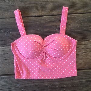 Pink polka dot crop top