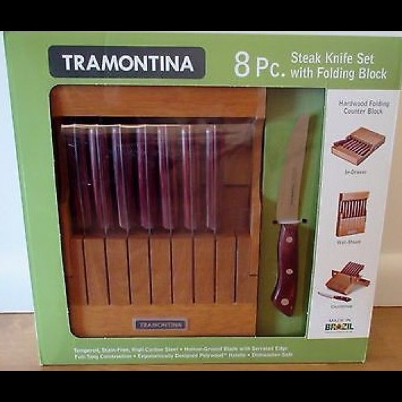 Tramontina 8 pc Steak Knife set with Folding Block
