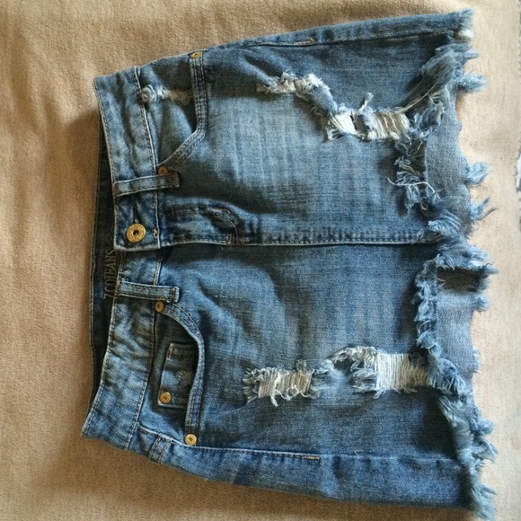 Distressed Denim Skirt