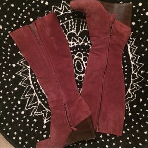 Cole haan mahogany/ wine color wedge boots