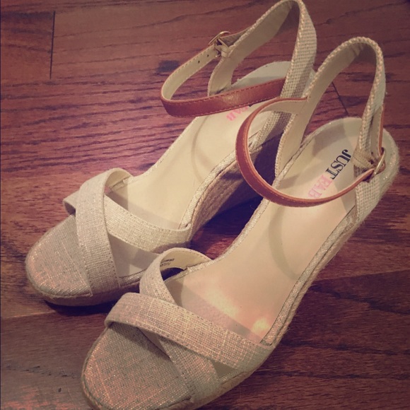 JustFab Shoes - NEW IN BOX Just fab tan sandals with shimmer