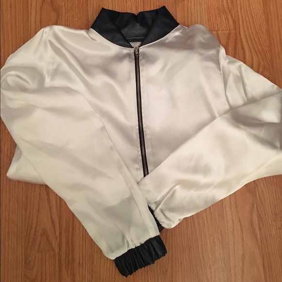 🎄Christmas sale!!🎄 Cool White Satin Bomber - Picture 2 of 4