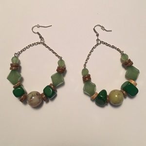 Green and tan Fuego earrings