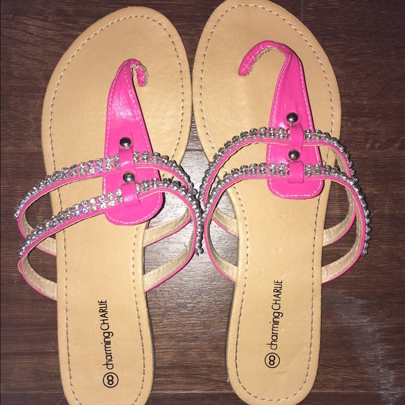 Pink sandals with bling