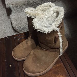 Fuzzy boots.