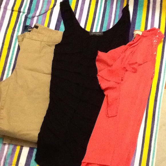Khaki pants and two tops