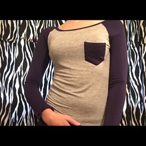 Navy blue and gray T-shirt