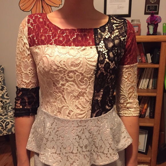 Bar III Tops - Lacy peplum top