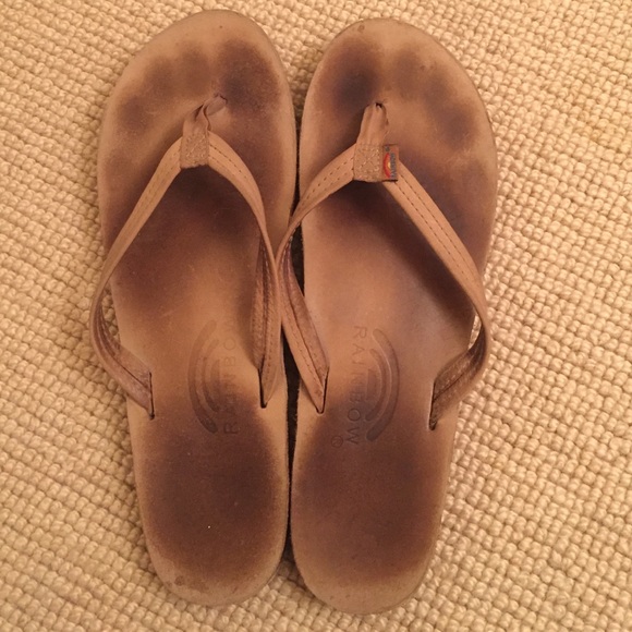 Rainbow flip flops