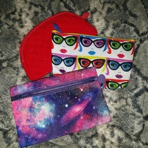 THREE MINI MAKEUP BAGS