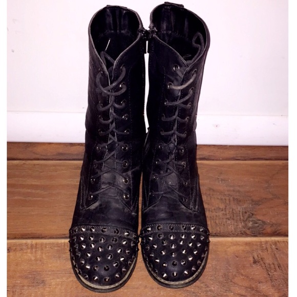 Just Fab Studded Black Combat Boots
