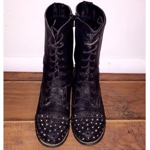 Just Fab Studded Black Combat Boots