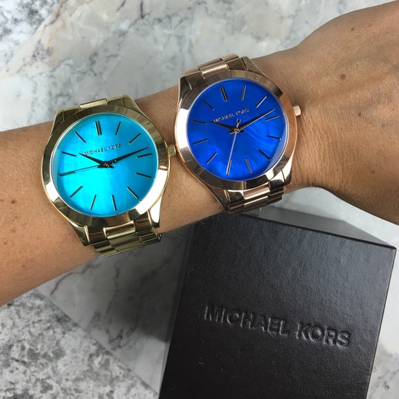 Michael Kors mother of pearl blue rose gold watch - Picture 2 of 7