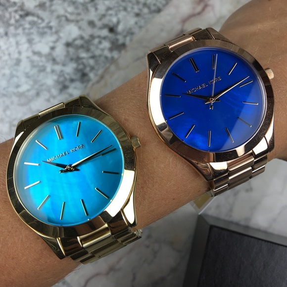 Michael Kors mother of pearl blue rose gold watch - Picture 3 of 7