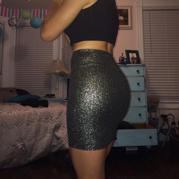 Charlotte Russe Tight Skirt Black and silver