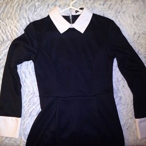 ASOS long sleeve black collar dress size M