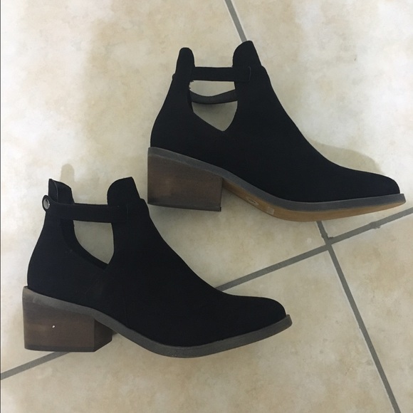 Black cut out booties