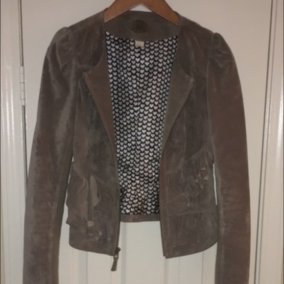 Anthropologie Leather Ruffle Coat - Picture 1 of 4