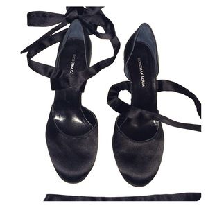 BCBGMaxAzria Shoes - BCBG black satin ballerina style d'Orsay pumps BCBGMaxAzria Shoes - BCBG black satin ballerina style d'Orsay pumps
