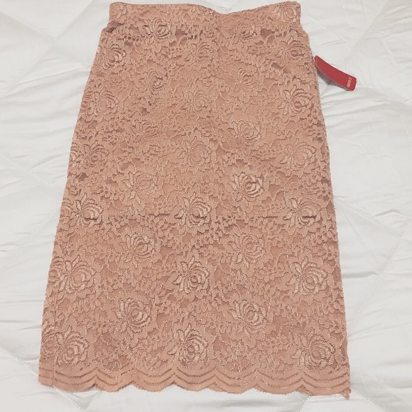 Blush nude pink lace skirt