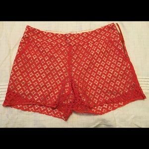 coral lace shorts by kensie, lined