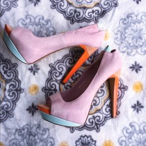 Jessica Simpson Colorblock peeptoe heels!🌺