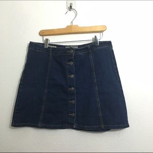 A-Line Denim Button Skirt
