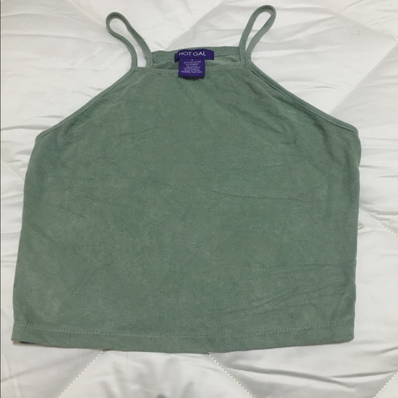Mint green suede high neck crop top