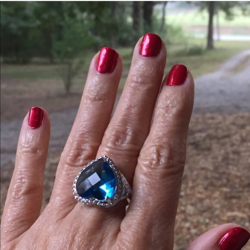💠HEART OF THE OCEAN BLUE TOPAZ RING•925 STERLING SILVER💠