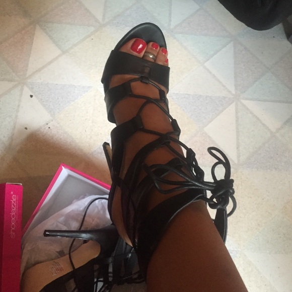 Black gladiator heels