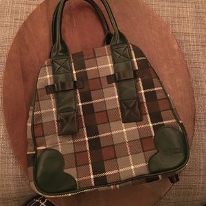 Plaid bowling style handbag